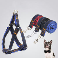 HKM-6301501 Durable Denim Pet Leash with Padded Handles and Shock-Absorbing Chest Strap