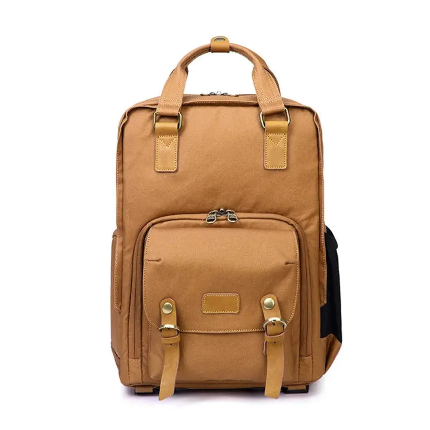 HKM-630163 Vintage Canvas and Crazy-Horse Leather DSLR Video Backpack