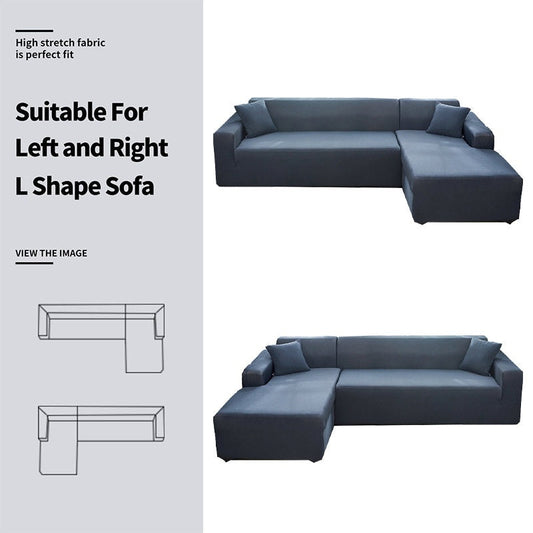 HKM-6302397 Universal Elastic Sofa Cover Set for Four Seasons - Solid Color Polyester Upholstery, Multiple Size Options