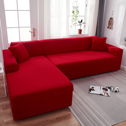 HKM-6302397 Universal Elastic Sofa Cover Set for Four Seasons - Solid Color Polyester Upholstery, Multiple Size Options