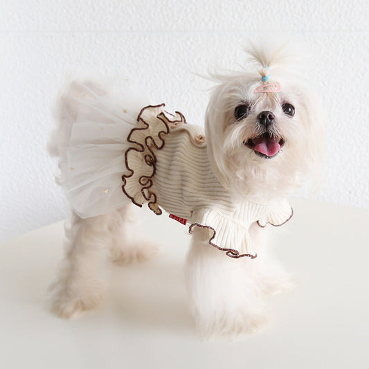 HKM-6302781 Vintage Flounced Sleeve Skirt Pet Costume for Cats and Dogs - Multiple Colors and Sizes Available