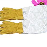 HKM-630355 BeeWARE Polyester Cotton Sheepskin Anti-Bee Gloves - Yellow and White, Ideal for Beekeeping and Harvesting