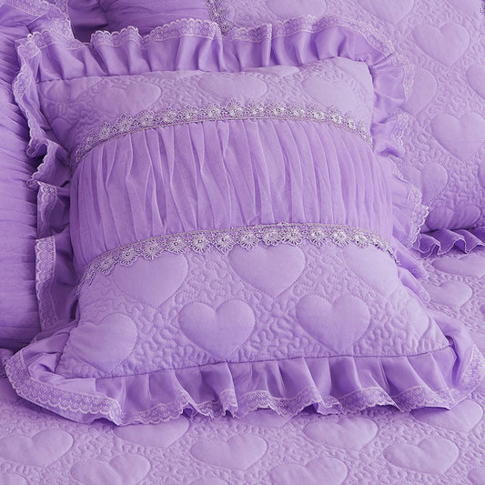 HKM-630355 Lace Quilted Padded Pillowcase - Stylish Soft Cushion Cover in Multiple Colors, 50x50cm