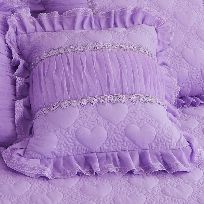 HKM-630355 Lace Quilted Padded Pillowcase - Stylish Soft Cushion Cover in Multiple Colors, 50x50cm