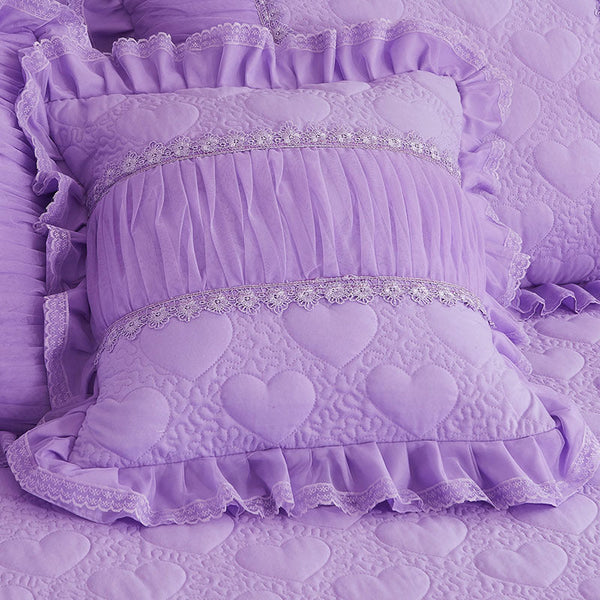 HKM-630355 Lace Quilted Padded Pillowcase - Stylish Soft Cushion Cover in Multiple Colors, 50x50cm