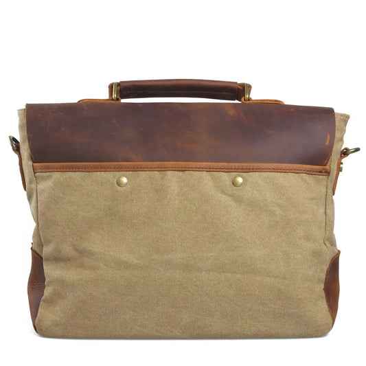 HKM-630355 Stylish Retro Canvas and Cowhide Messenger Bag for Business and Daily Use