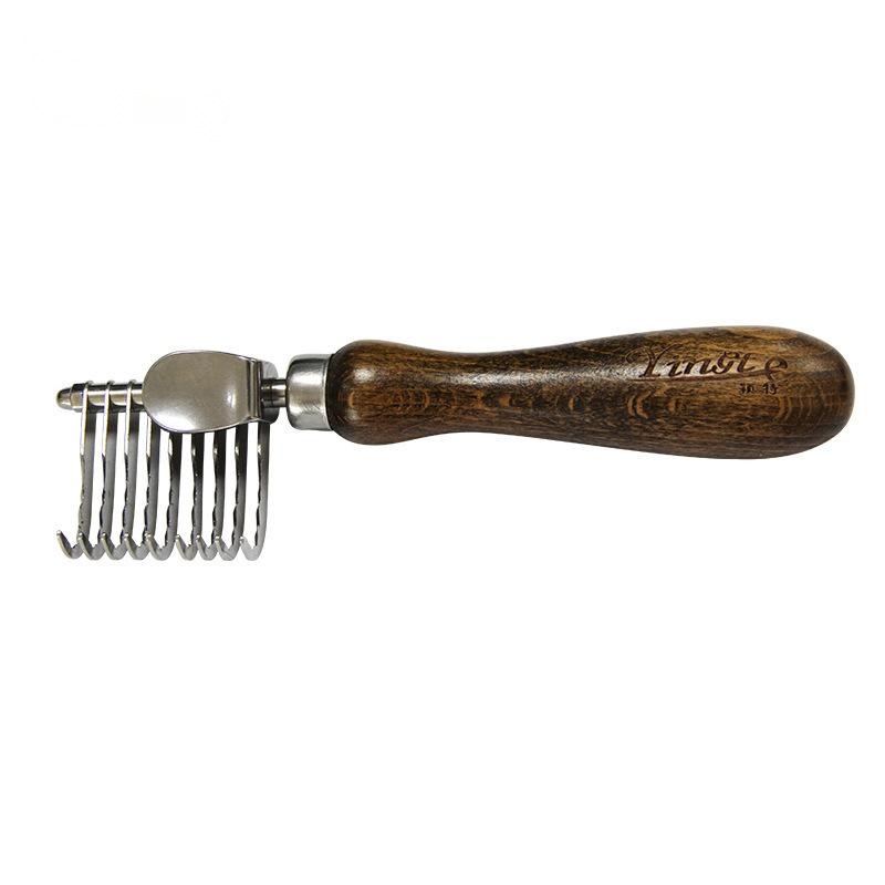 HKM-6303805 Stainless Steel Walnut Knot Pet Comb Brush - 15.2 x 4 cm