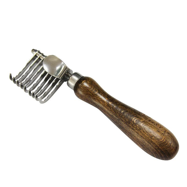 HKM-6303805 Stainless Steel Walnut Knot Pet Comb Brush - 15.2 x 4 cm
