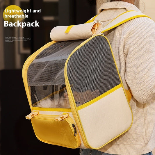 HKM-6304445 Stylish Gray and Yellow Large Capacity Backpack for Pets