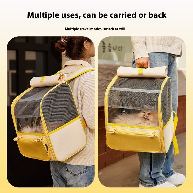 HKM-6304445 Stylish Gray and Yellow Large Capacity Backpack for Pets