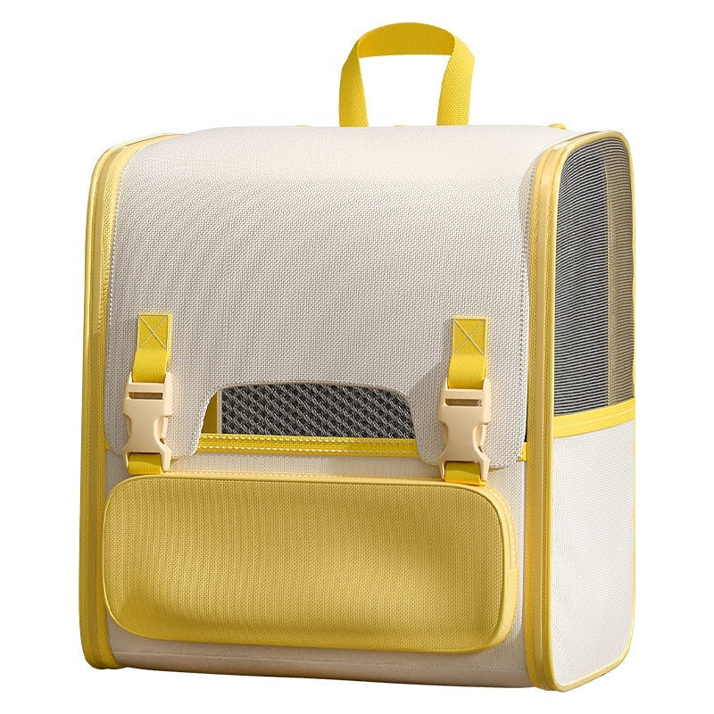 HKM-6304445 Stylish Gray and Yellow Large Capacity Backpack for Pets