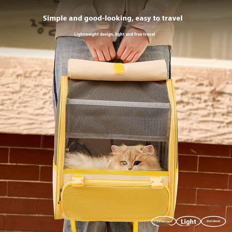 HKM-6304445 Stylish Gray and Yellow Large Capacity Backpack for Pets