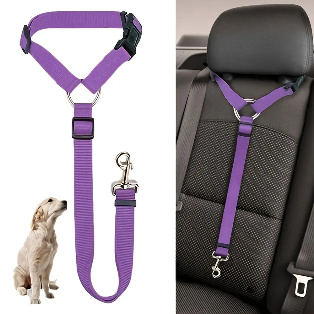 HKM-6305469 Adjustable Two-in-One Pet Safety Seat Belt Harness and Leash for Dogs and Cats