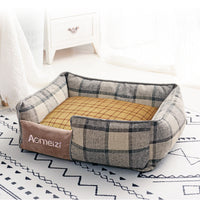 HKM-6308029 Classic Removable Pet Kennel Bed with Cotton and Linen Fabric, Detachable Design for Easy Cleaning, Multiple Sizes Available