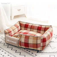 HKM-6308029 Classic Removable Pet Kennel Bed with Cotton and Linen Fabric, Detachable Design for Easy Cleaning, Multiple Sizes Available