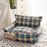 HKM-6308029 Classic Removable Pet Kennel Bed with Cotton and Linen Fabric, Detachable Design for Easy Cleaning, Multiple Sizes Available