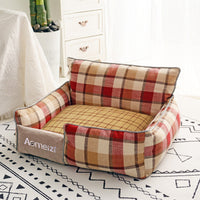 HKM-6308029 Classic Removable Pet Kennel Bed with Cotton and Linen Fabric, Detachable Design for Easy Cleaning, Multiple Sizes Available