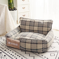 HKM-6308029 Classic Removable Pet Kennel Bed with Cotton and Linen Fabric, Detachable Design for Easy Cleaning, Multiple Sizes Available