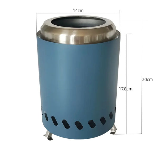 HKM-630803 5.5" Low Smokeless Outdoor Camping Stove - Stainless Steel Portable Tabletop Fire Pit