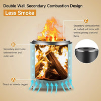 HKM-630803 5.5" Low Smokeless Outdoor Camping Stove - Stainless Steel Portable Tabletop Fire Pit