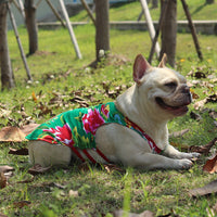 HKM-6308541 Casual Pet Vest for Pugs and Schnauzers in Ethnic Style, Cotton Silk, Available in Red and Green