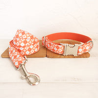 HKM-6309949 Orange Adventure Matching Collar and Leash Set for Dogs - Durable Polyester Material, Multiple Sizes Available