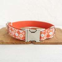 HKM-6309949 Orange Adventure Matching Collar and Leash Set for Dogs - Durable Polyester Material, Multiple Sizes Available