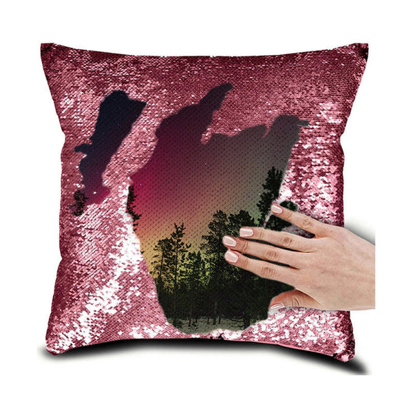 HKM-630995 Personalized Magic Sequin Pillow Cover with Custom Photo & Text - 16 x 16 Inches