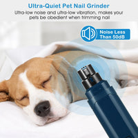 HKM-6311741 Rechargeable Dog & Cat Nail Grinder with 2 Speed Settings, Quiet Operation, and USB Charging