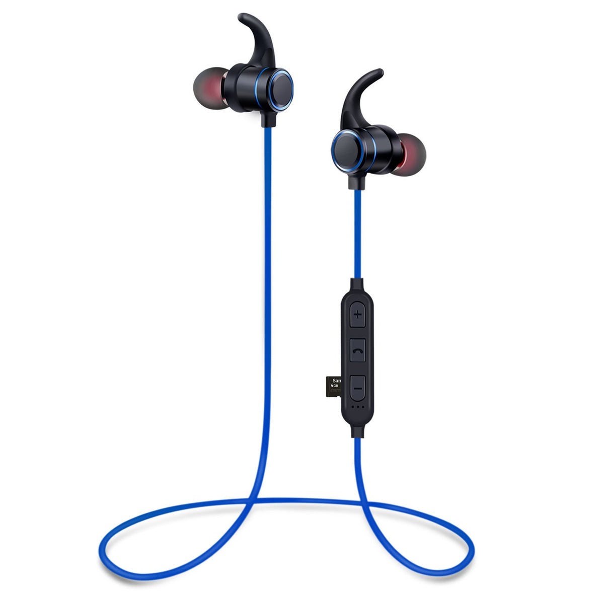 HKM-631187 Magnetic Bluetooth Earbuds with SD Card Slot, Power Display & Voice Control