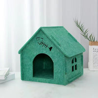 HKM-6311997 Cozy Removable Felt Cat Bed for All Seasons - Small Semi-Closed Design in Multiple Colors