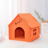 HKM-6311997 Cozy Removable Felt Cat Bed for All Seasons - Small Semi-Closed Design in Multiple Colors