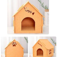 HKM-6311997 Cozy Removable Felt Cat Bed for All Seasons - Small Semi-Closed Design in Multiple Colors