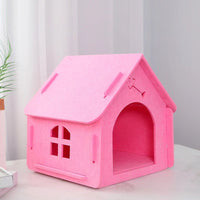 HKM-6311997 Cozy Removable Felt Cat Bed for All Seasons - Small Semi-Closed Design in Multiple Colors