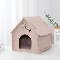 HKM-6311997 Cozy Removable Felt Cat Bed for All Seasons - Small Semi-Closed Design in Multiple Colors