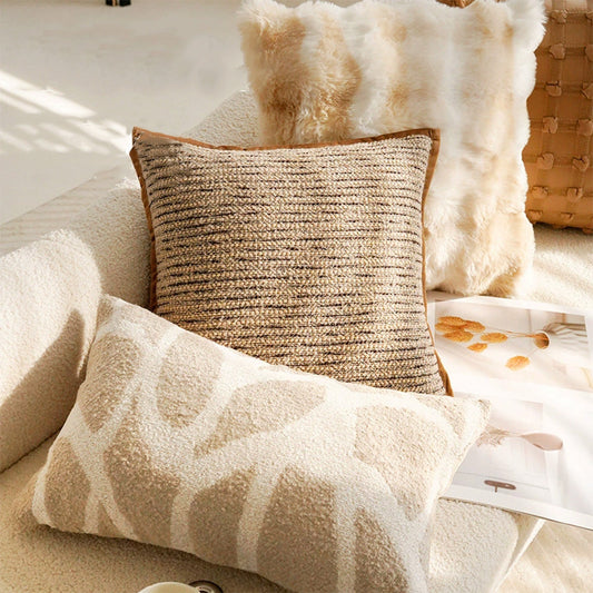 HKM-631251 Vintage French Style Cream Decorative Pillow Cover - 30x50cm & 45x45cm Options