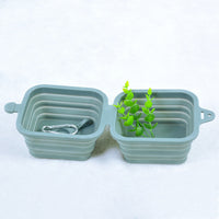 HKM-6313917 Silicone Folding Pet Bowl - Portable and Easy to Clean, Available in Yellow, Gray, and Green