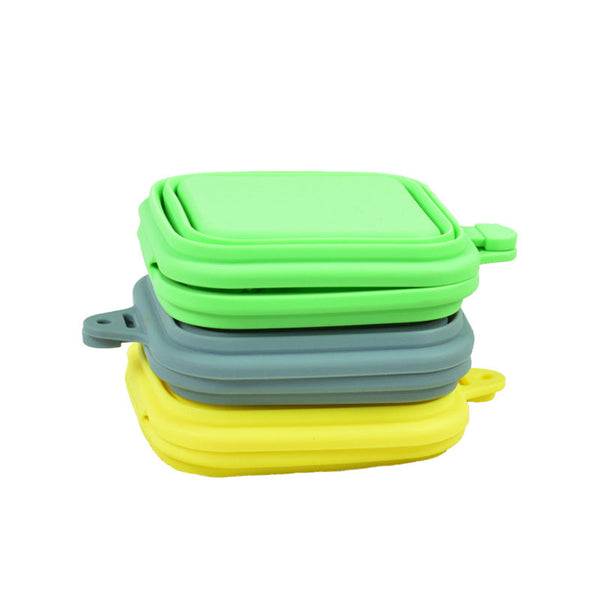 HKM-6313917 Silicone Folding Pet Bowl - Portable and Easy to Clean, Available in Yellow, Gray, and Green