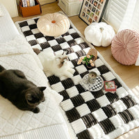 HKM-631443 Cream Color Non-slip Rectangular Plush Bed Cushion - Available in Various Sizes