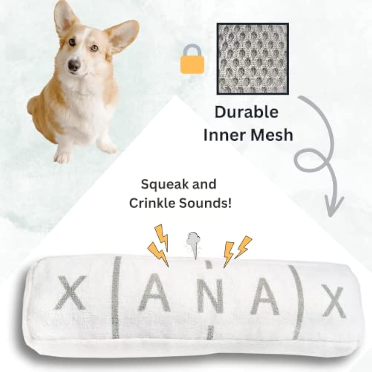 HKM-6315197 Plush Squeaky Crinkle Dog Toy for All Breeds – Durable, Fun and Entertaining 8-Inch Playtime Companion