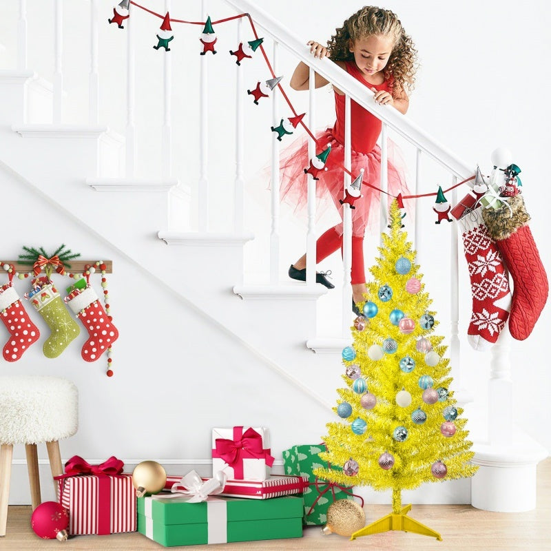 HKM-631571 4ft Golden Tree with 122 Tips and 50 UL Lights for Holiday Decor