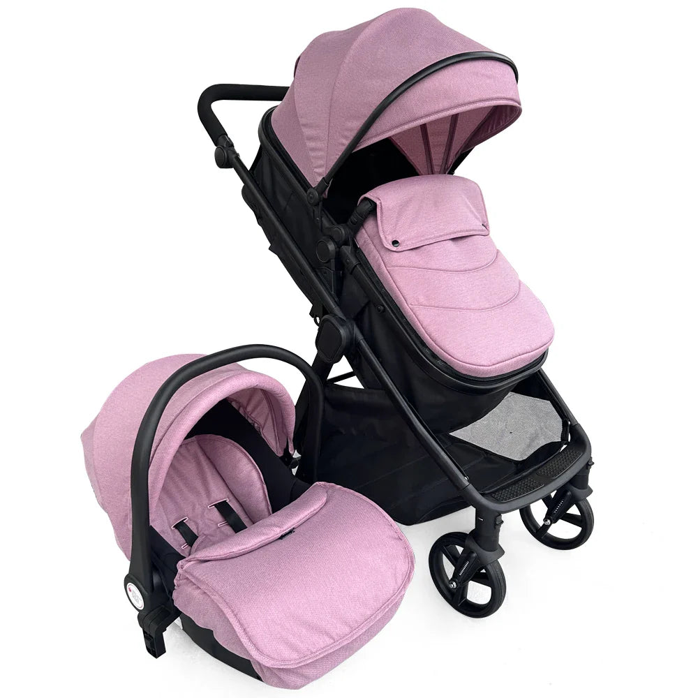 HKM-631635 3 in 1 Compact Luxury Stroller with Car Seat for Newborns