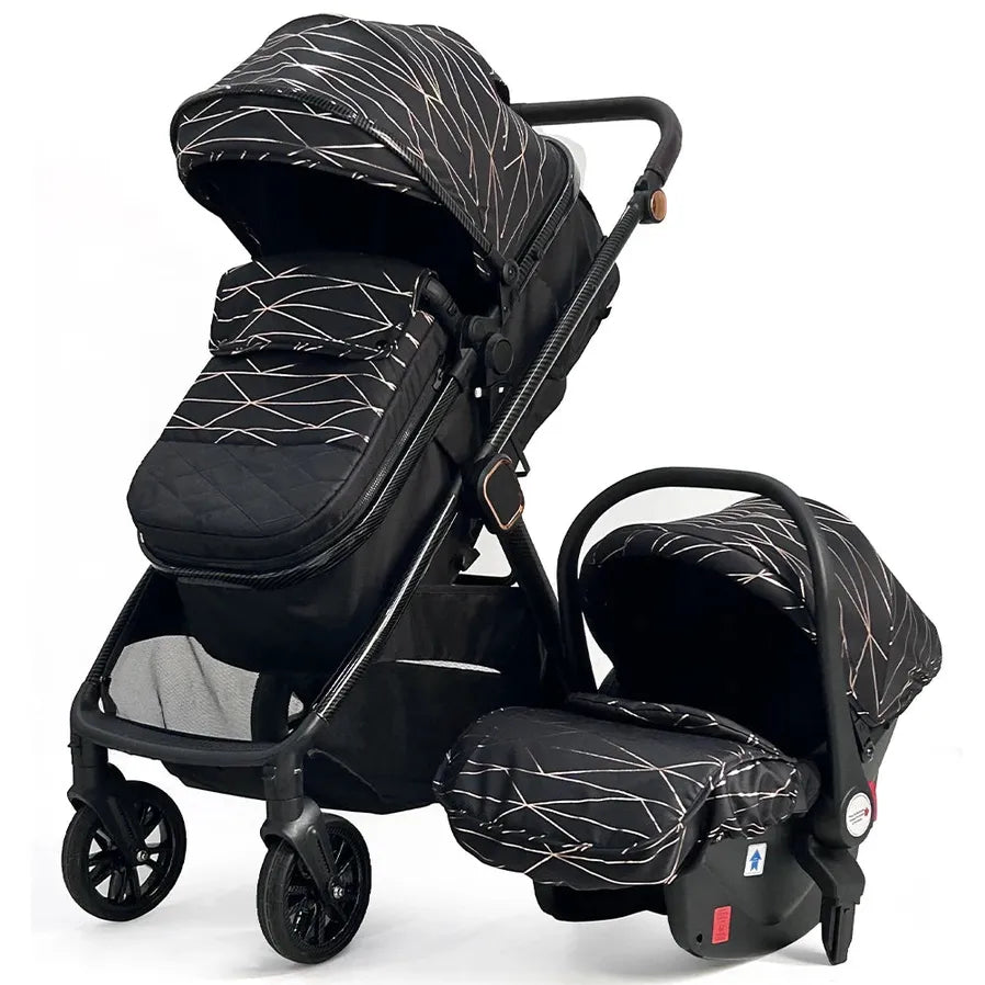 HKM-631635 3 in 1 Compact Luxury Stroller with Car Seat for Newborns