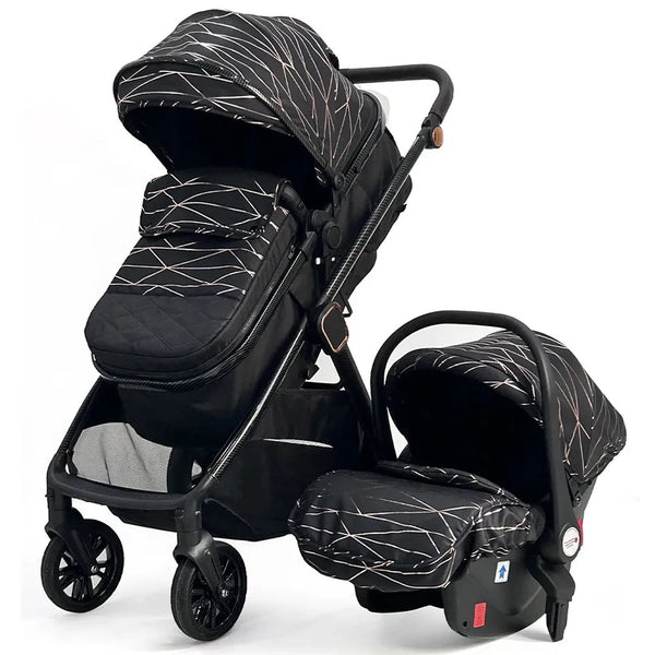 HKM-631635 3 in 1 Compact Luxury Stroller with Car Seat for Newborns