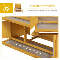 HKM-6317373 Wooden Indoor/Outdoor Yellow Rabbit Hutch with Ramp and Waterproof Roof