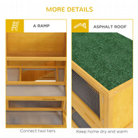 HKM-6317373 Wooden Indoor/Outdoor Yellow Rabbit Hutch with Ramp and Waterproof Roof