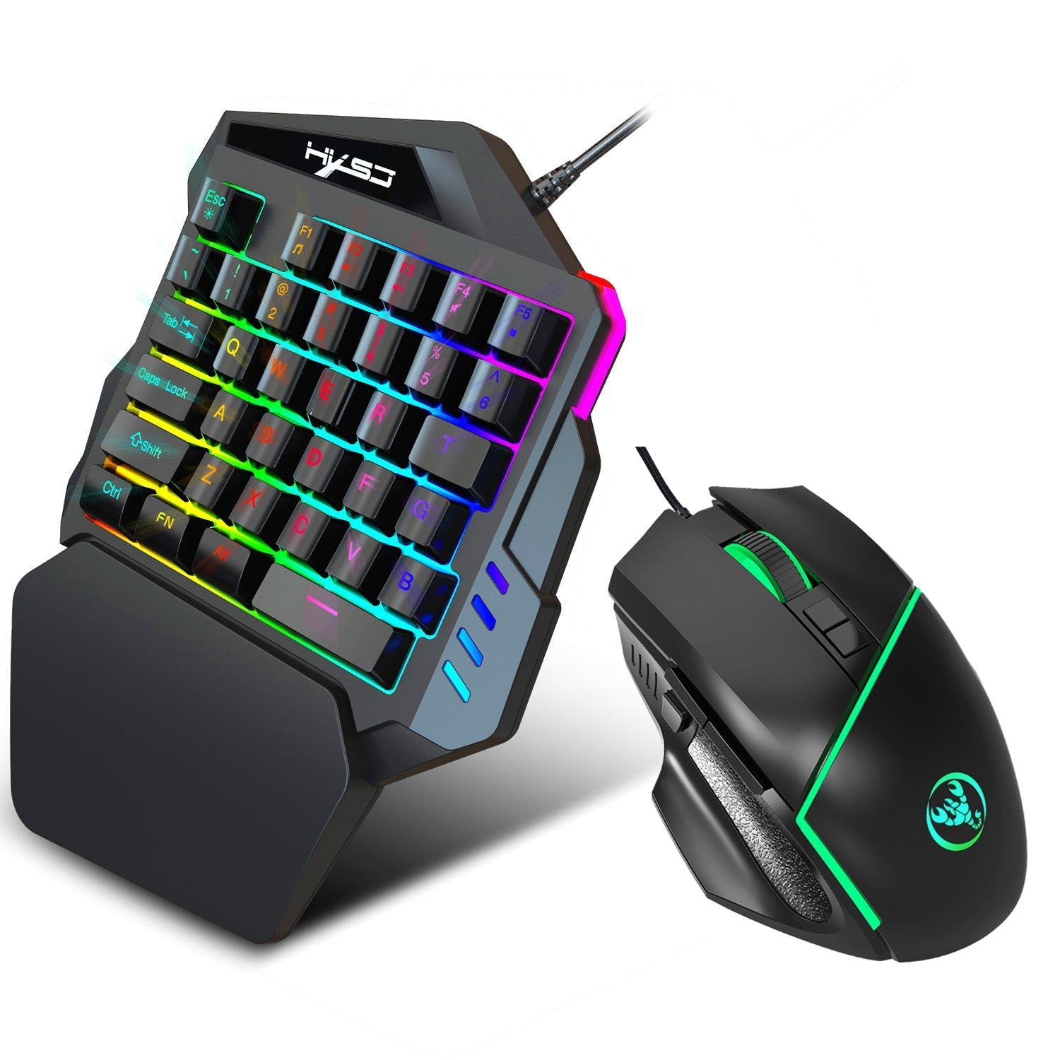 HKM-631763 Single-Hand USB Gaming Keyboard Left-Hand Glove with Backlight and Waterproof Features