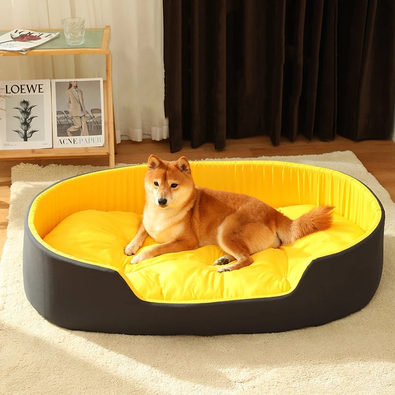 HKM-6317757 Sponge Pet Nest for Dogs and Cats - All Seasons Stereo Mat in Yellow/Black or Avocado Green