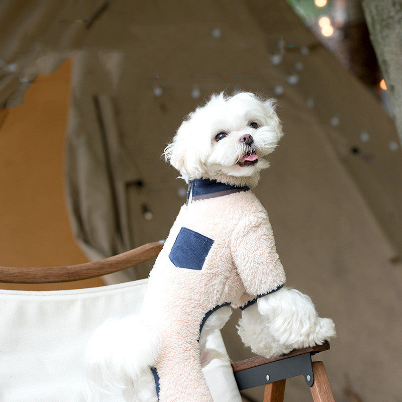 HKM-6318141 Cozy Plush Padded Stand-Up Collar Coat for Pets in Fashionable Style