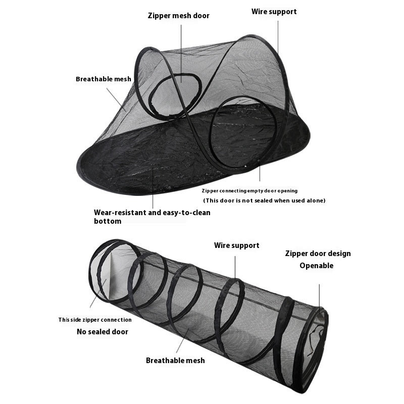 HKM-6318525 Outdoor Foldable Cat Tunnel with Mesh Tent for Cats